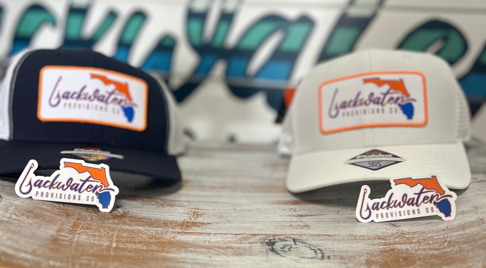 Orange and Blue Logo Backwater Hat