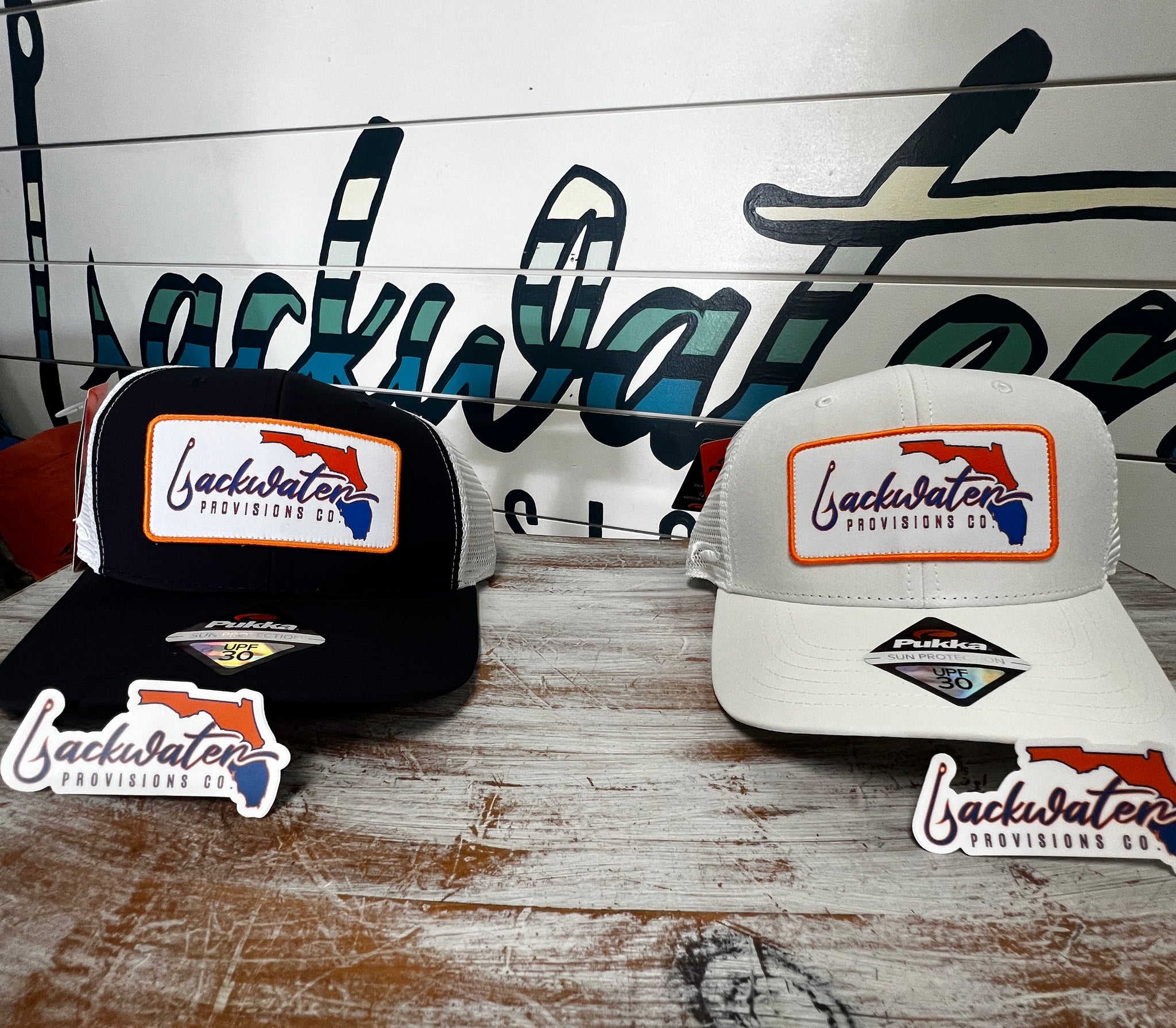 Orange and Blue Logo Backwater Hat