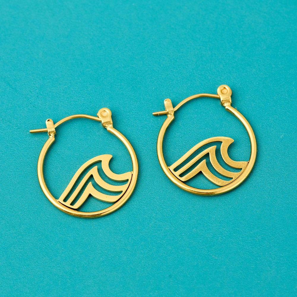 Surfrider Gold Wave Hoops