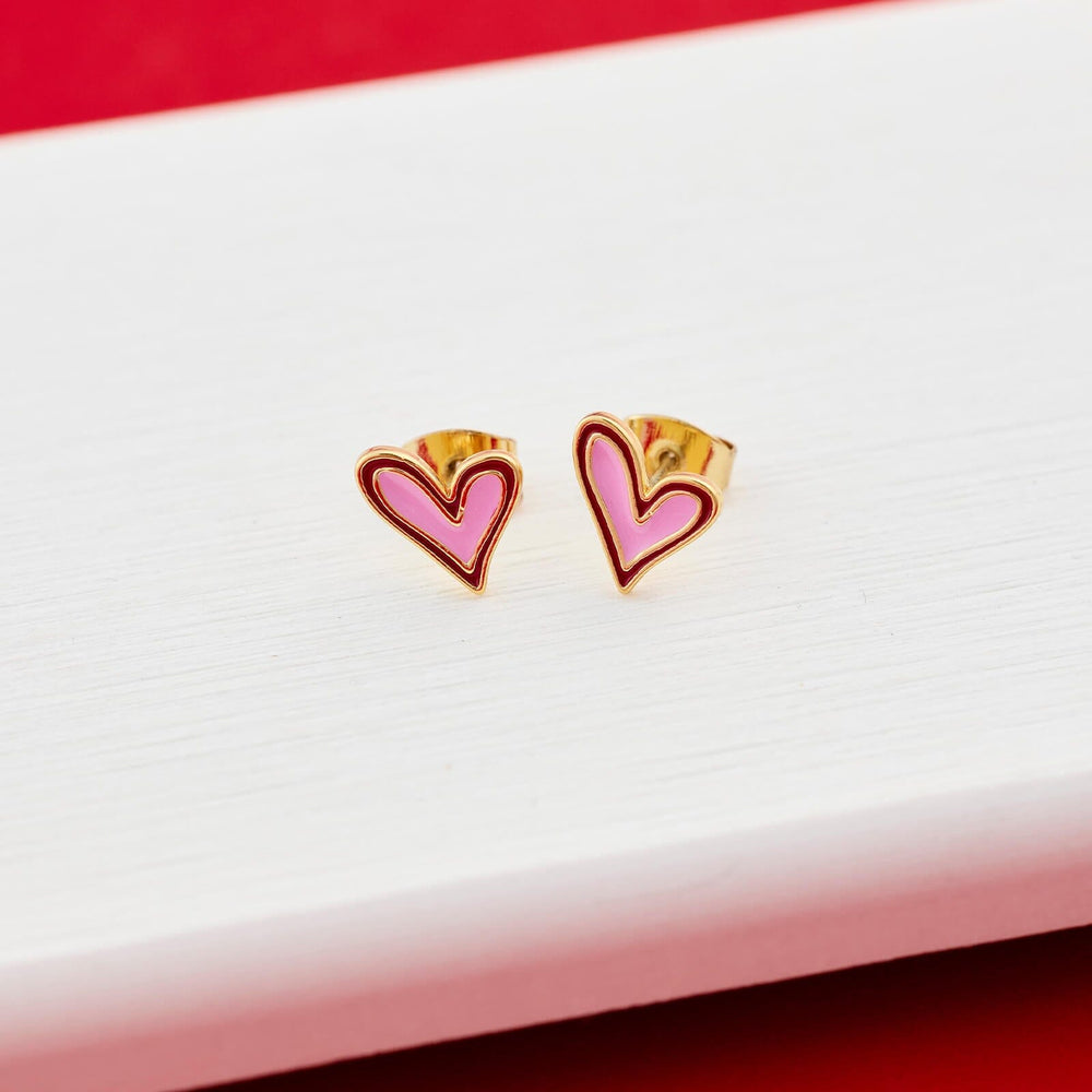 Abstract Heart Stud Earrings