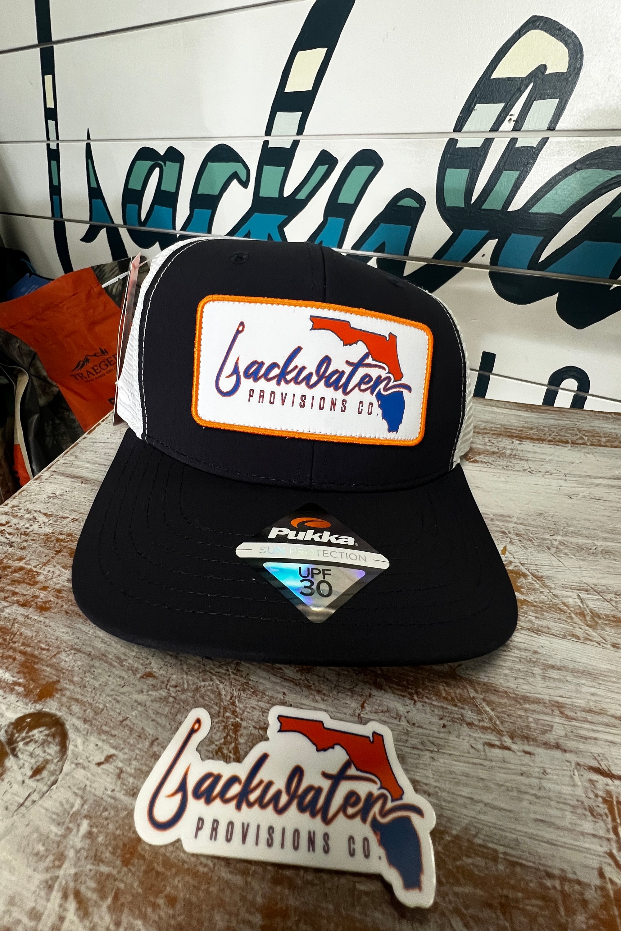 Orange and Blue Logo Backwater Hat
