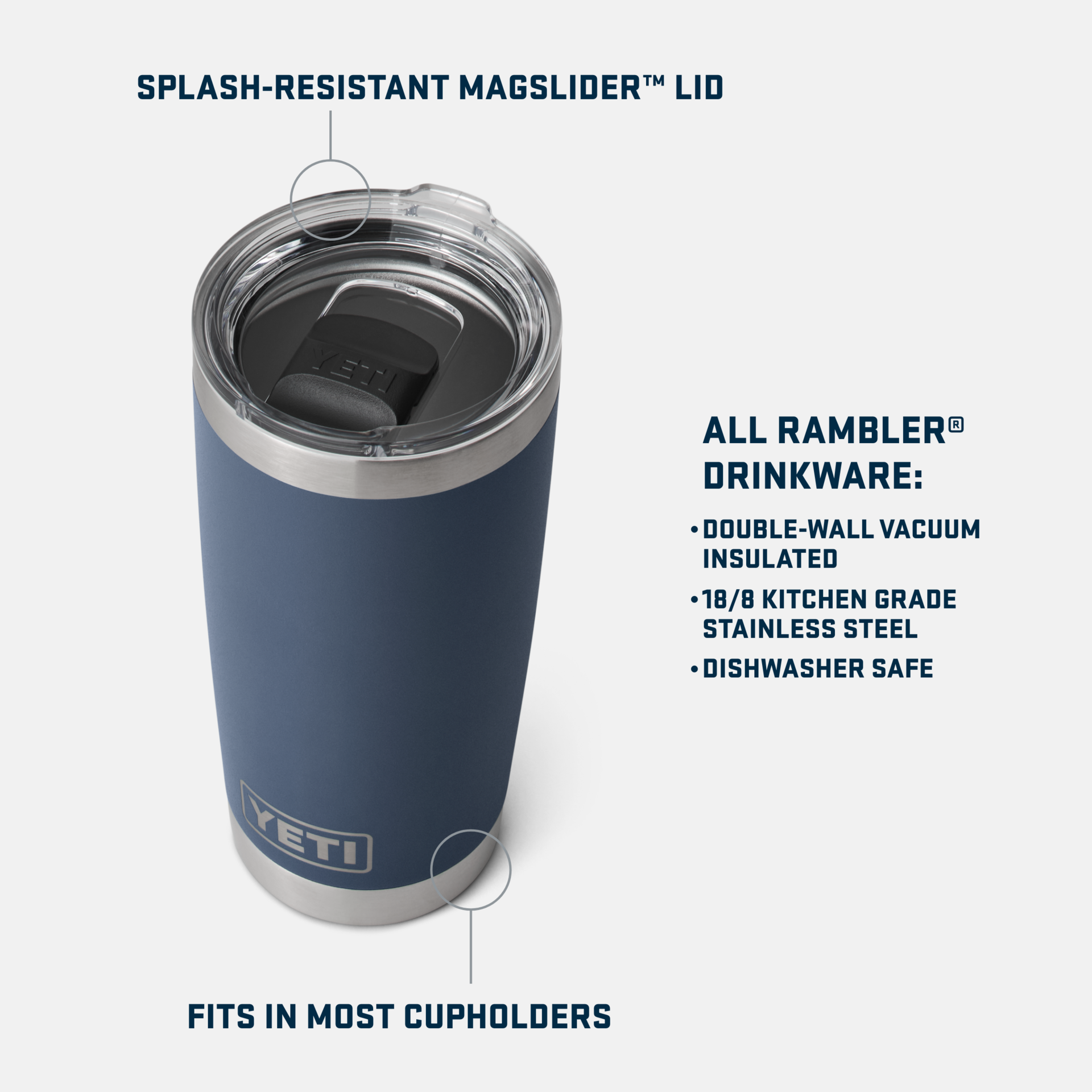 RAMBLER® 20 oz. Tumbler with Magslider Lid