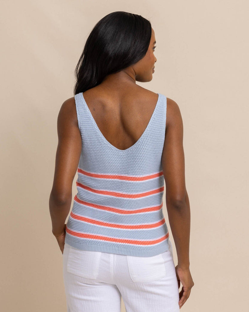 Alli Striped Sweater Tank Subdued Blue