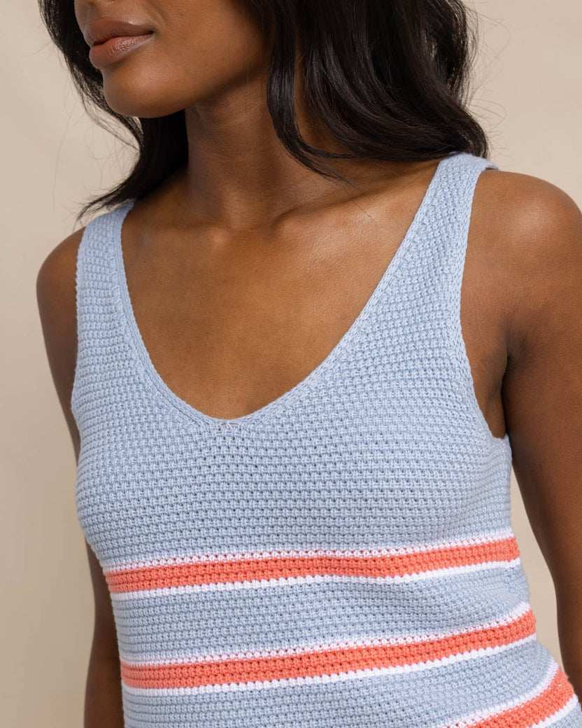 Alli Striped Sweater Tank Subdued Blue