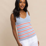 Alli Striped Sweater Tank Subdued Blue