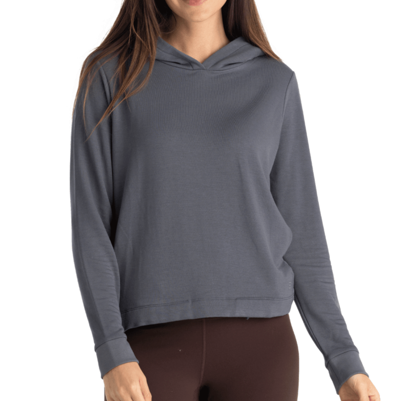 Women's Bamboo Lightweight Fleece Cropped Hoodie Storm Cloud