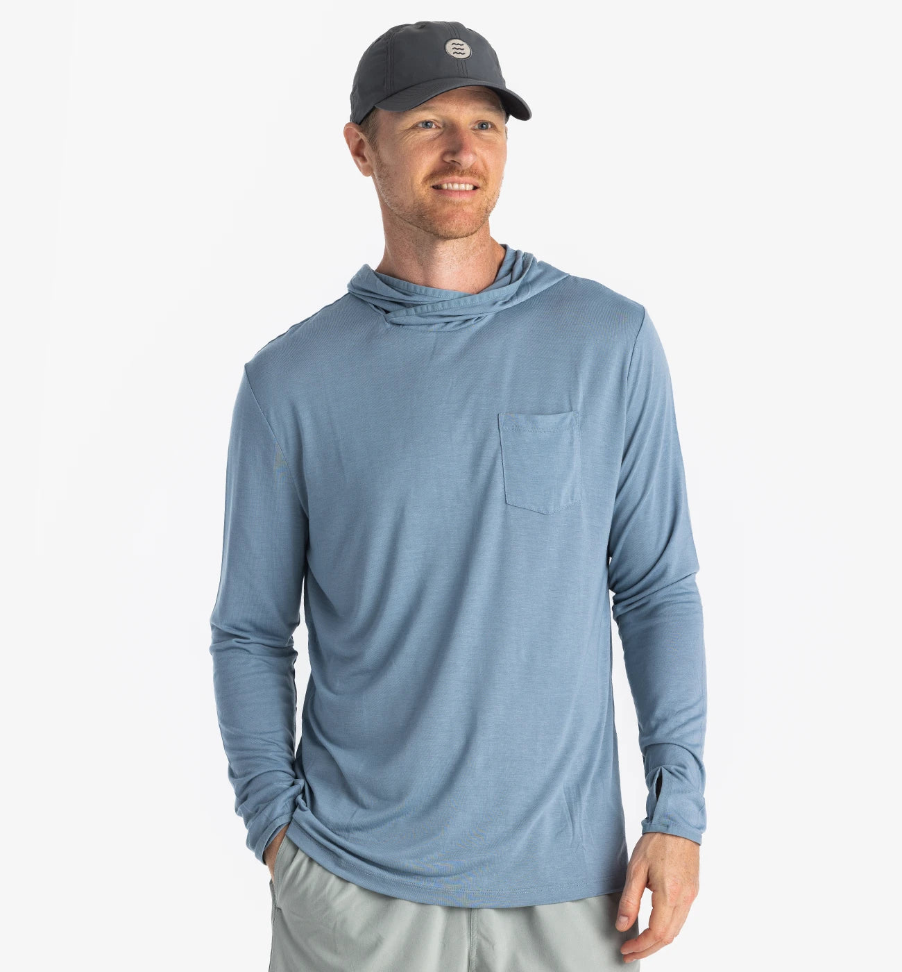 Men's Bamboo Lightweight Hoodie Blue Fog