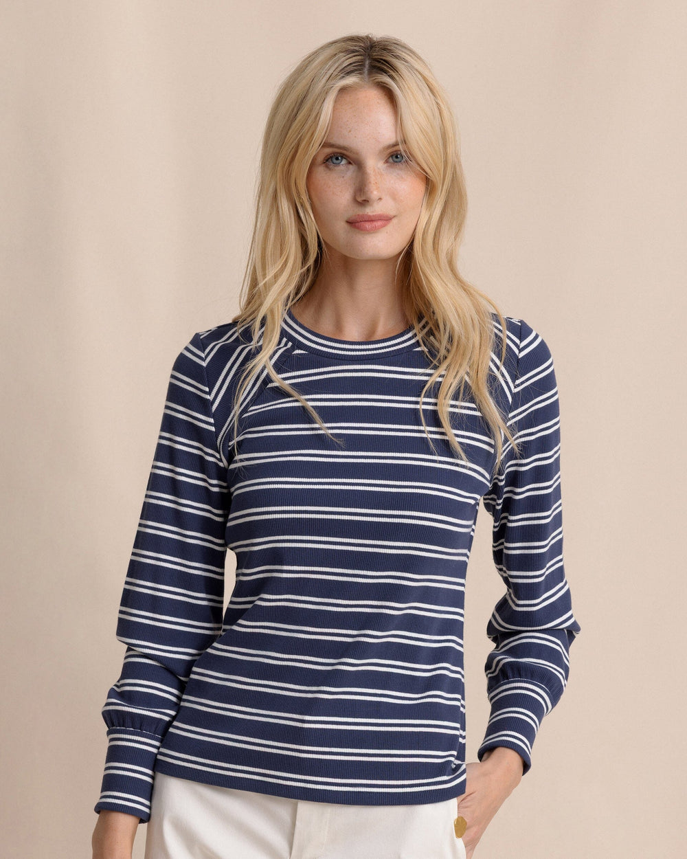 Women's L/S Molley Stripe Rib Top